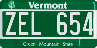 VT license plate ZEL654