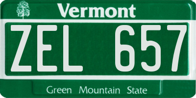 VT license plate ZEL657
