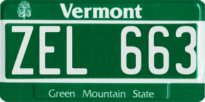 VT license plate ZEL663