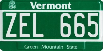 VT license plate ZEL665