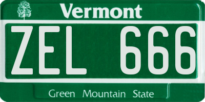 VT license plate ZEL666