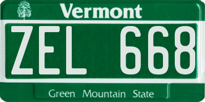 VT license plate ZEL668