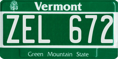 VT license plate ZEL672