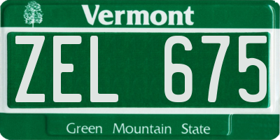 VT license plate ZEL675