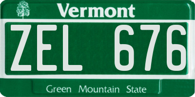 VT license plate ZEL676