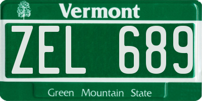 VT license plate ZEL689