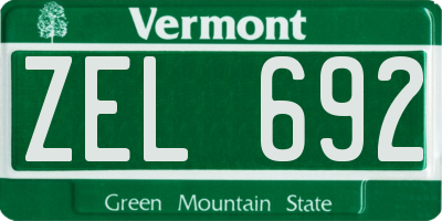 VT license plate ZEL692