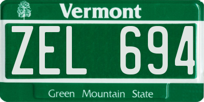 VT license plate ZEL694