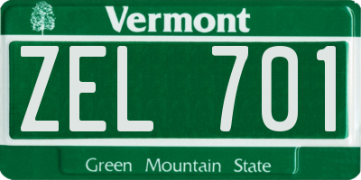 VT license plate ZEL701