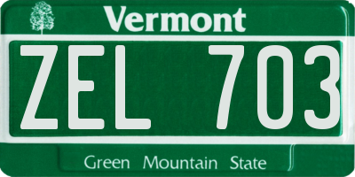 VT license plate ZEL703