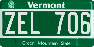 VT license plate ZEL706