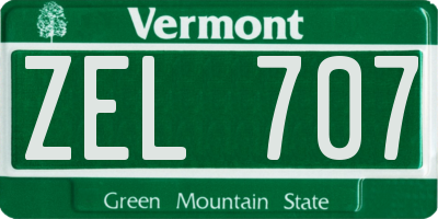 VT license plate ZEL707