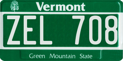 VT license plate ZEL708