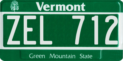 VT license plate ZEL712