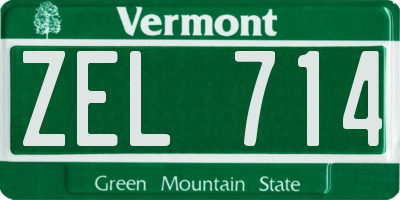 VT license plate ZEL714
