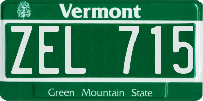 VT license plate ZEL715