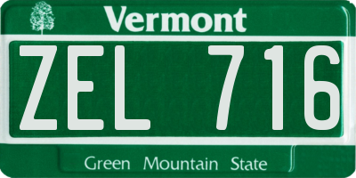 VT license plate ZEL716