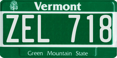 VT license plate ZEL718