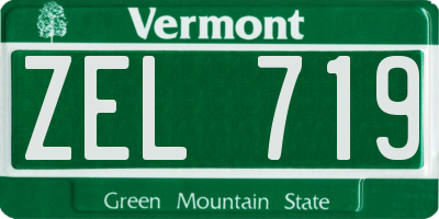 VT license plate ZEL719