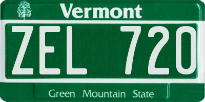 VT license plate ZEL720