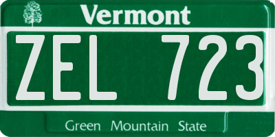 VT license plate ZEL723