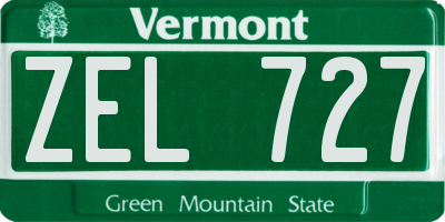 VT license plate ZEL727