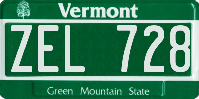 VT license plate ZEL728