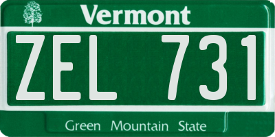 VT license plate ZEL731