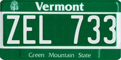 VT license plate ZEL733