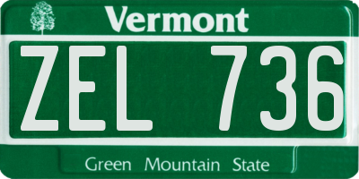 VT license plate ZEL736