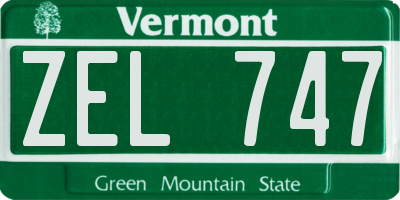 VT license plate ZEL747