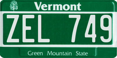 VT license plate ZEL749