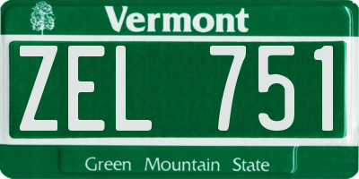 VT license plate ZEL751