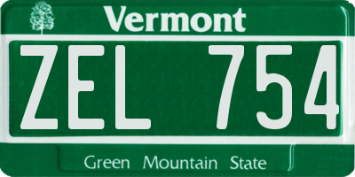 VT license plate ZEL754