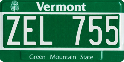 VT license plate ZEL755