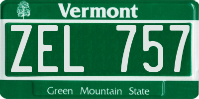 VT license plate ZEL757
