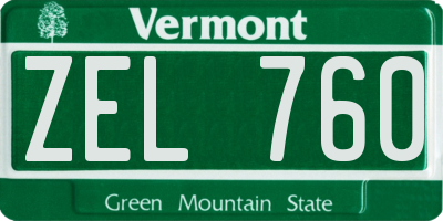 VT license plate ZEL760