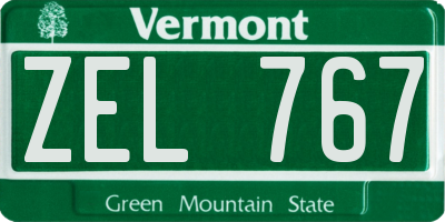 VT license plate ZEL767