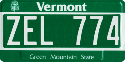 VT license plate ZEL774