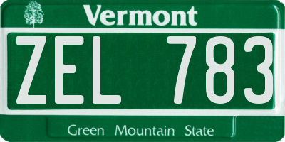 VT license plate ZEL783
