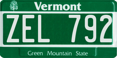 VT license plate ZEL792