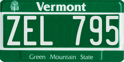 VT license plate ZEL795
