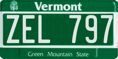 VT license plate ZEL797
