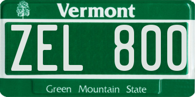 VT license plate ZEL800