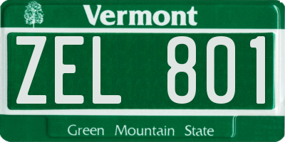 VT license plate ZEL801