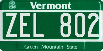VT license plate ZEL802