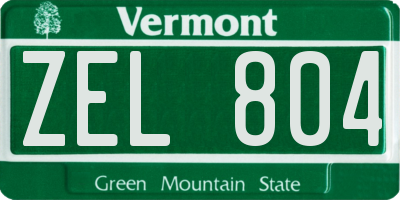 VT license plate ZEL804