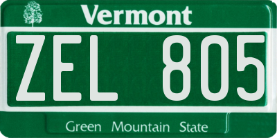 VT license plate ZEL805