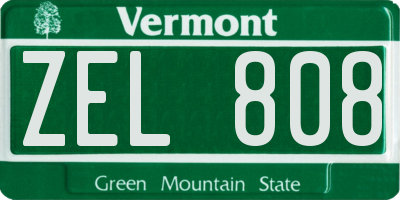 VT license plate ZEL808