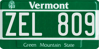 VT license plate ZEL809